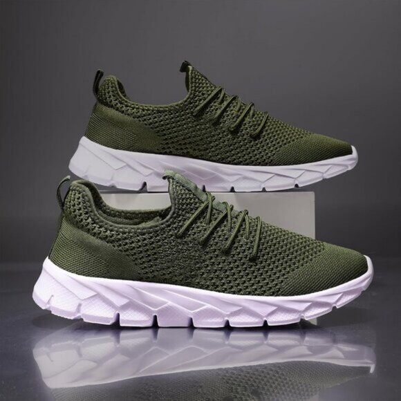 ⚡Mens Green/White Running Fashion Tennis Walking Lightweight Athletic Sneakers - Picture 7 of 7